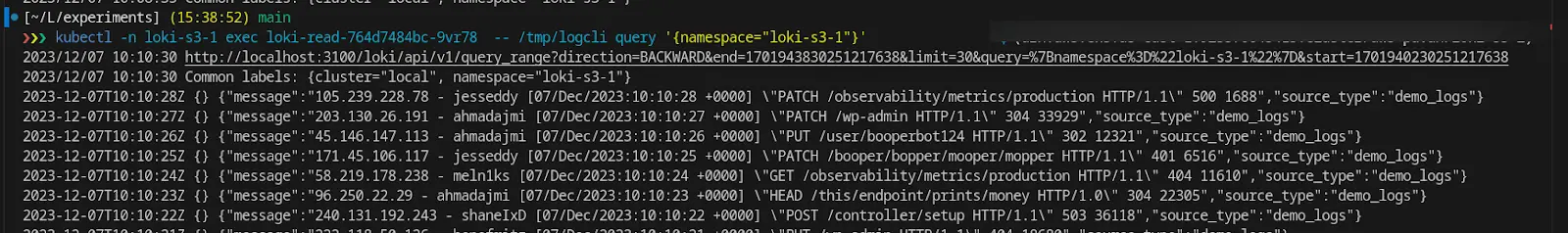 querying logs from one Loki instance