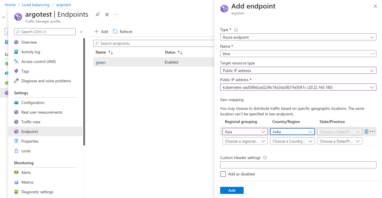 Argo test endpoints