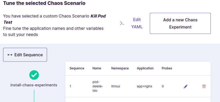 Tune the selected chaos scenario