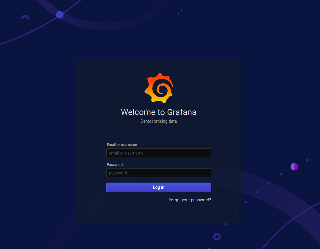 Grafana login screen