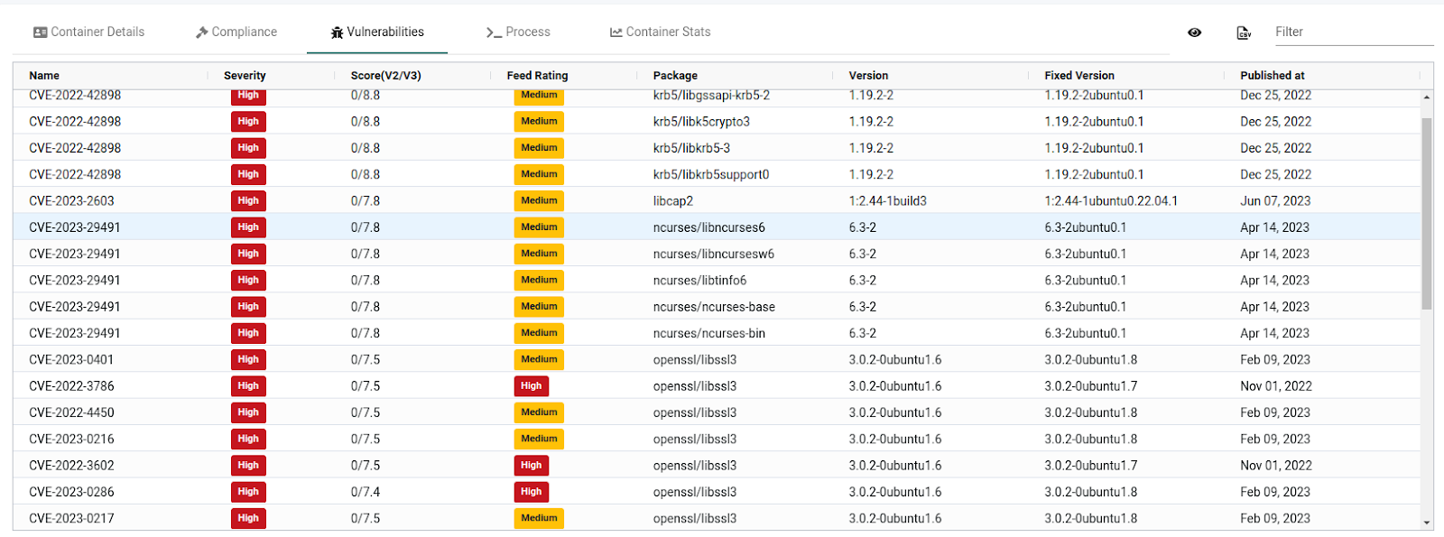 Container vulnerabilities