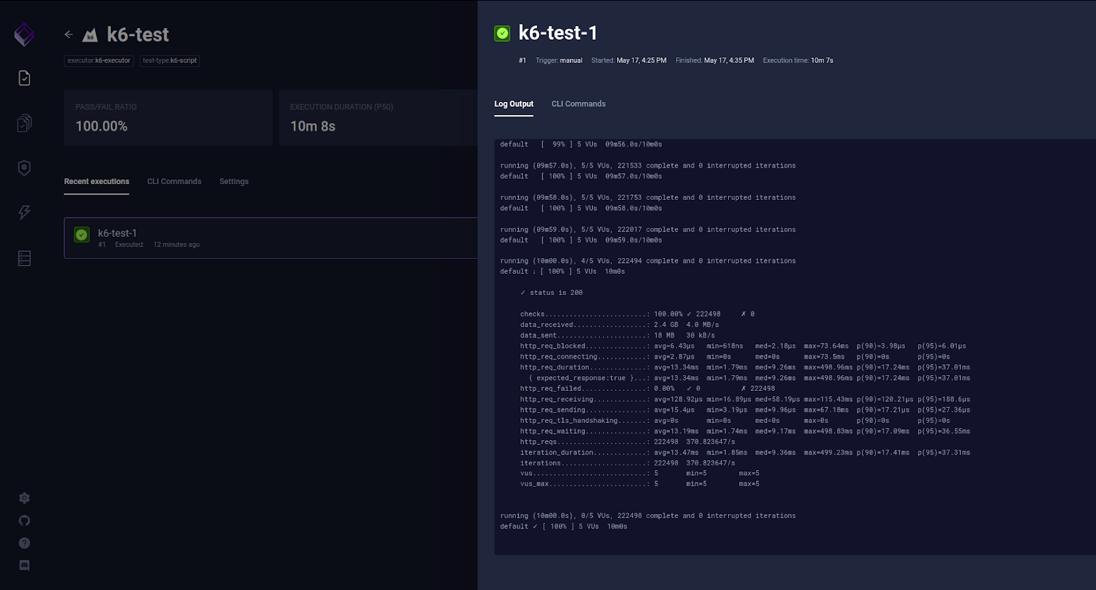 Load test ran successfully