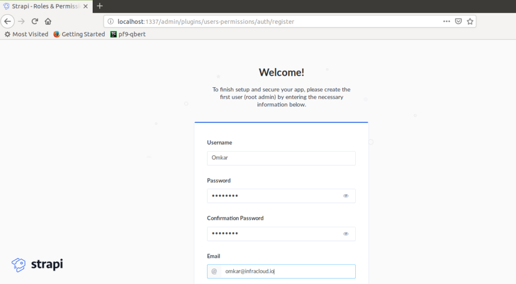 Strapi New User registration